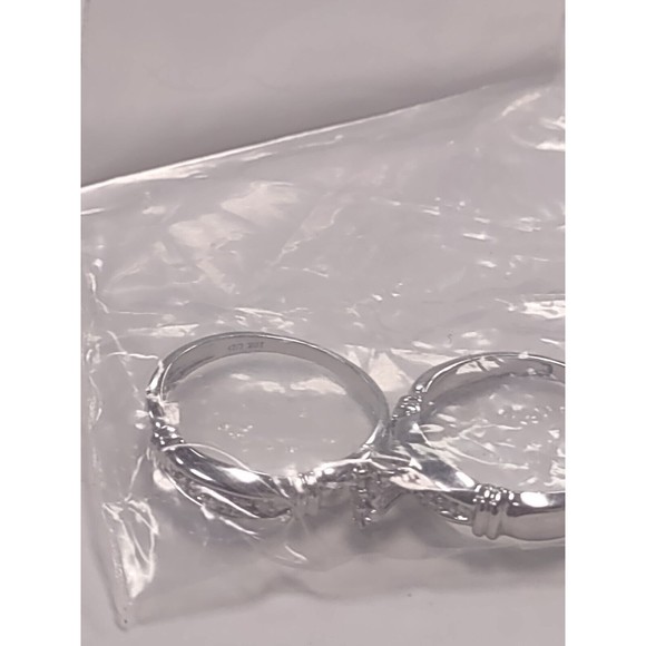 10K WHITE GOLD MARQUIS ILLUSION DIAMOND-ACCENT WEDDING BRIDAL SET ORIG MSRP $695 - Picture 2 of 4